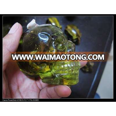 Citrine Nature Crystal skull hand carved natural quartz