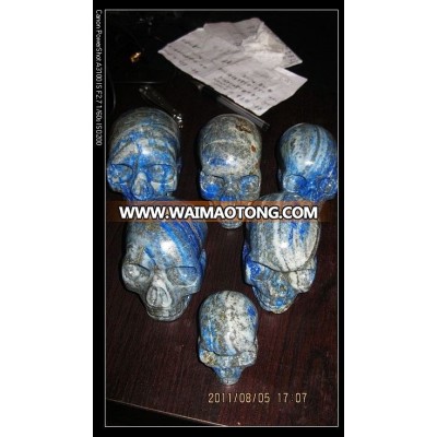 Wholesale natural carved stone lapis lazuli skull quartz crystal for decoration