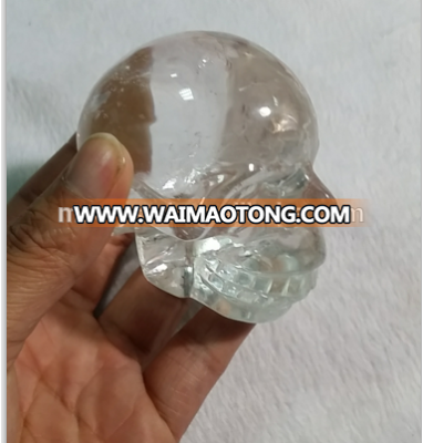 wholesale natural hand carved small clear white quartz crystal polished skulls for decoration