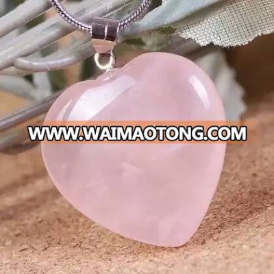 Rose Quartz pendant China Crystal Carved Into a Heart Stone of Love Perfect Gift